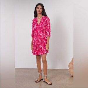Ba&sh Pink Printed Ulia Dress in Rose (Pink and White)